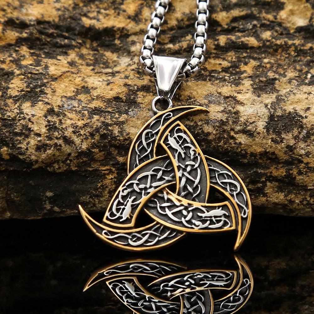 Viking Sun Totem Titanium Steel Men's Necklace - Nordic Retro Stainless Steel Pendant Chain for Women