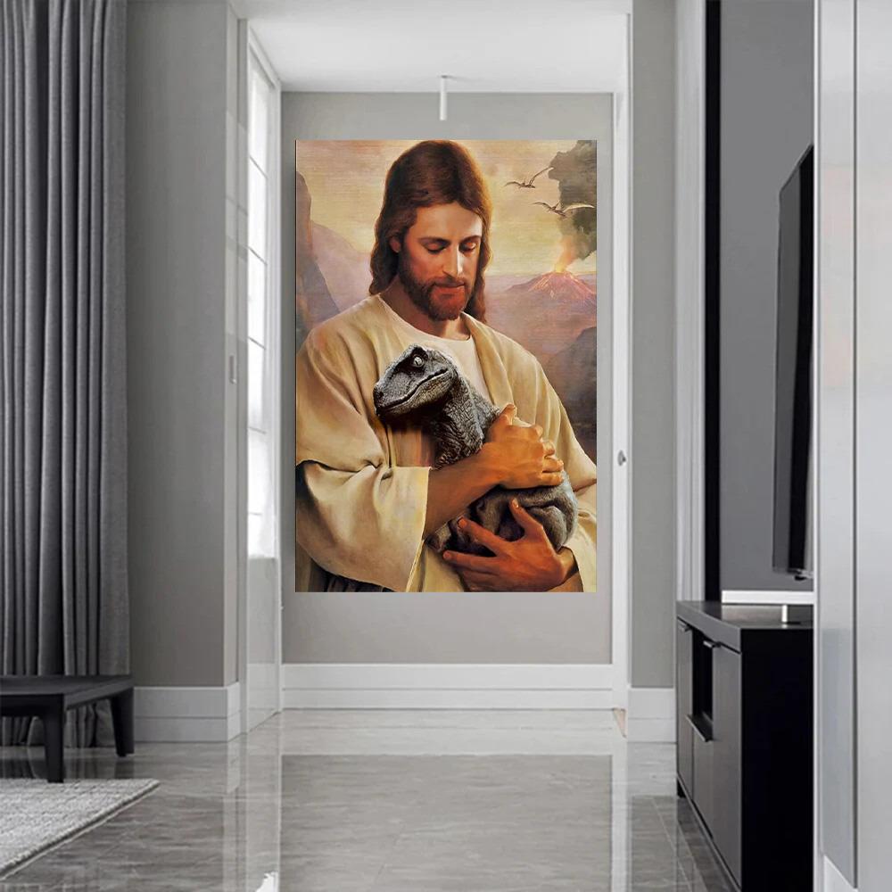 Jesus Herding Sheep Canvas Art Classic Christian Religious Wall Decor Poster Print for Home Decoration