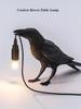 E14 Bulb with Plug Gothic Raven Lamp Vintage Resin Bird Lamp for Nightstand, Office, Living Room Farmhouse Art Deco Style