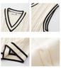 Unisex Retro Japanese Color Block V-neck Knit Vest, Basic Loose Sleeveless Sweater, Versatile Niche Style