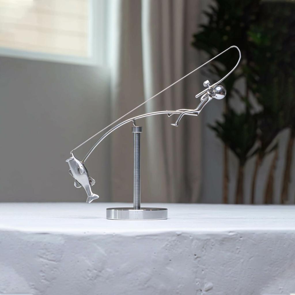 Fisherman Fishing Balance Artistic Crafts Home Decoration Display Model for Living Room/Study Room