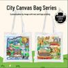 City Illustration Canvas Tote Bag