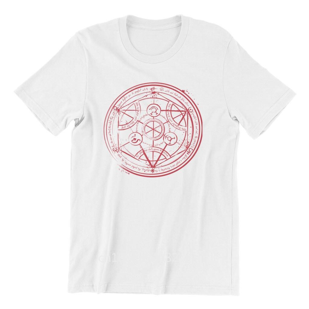 Men's T-shirt Transmutation Circle Couples Matching Kawaii Cool Men Cotton Tshirt Tees Tops Harajuku Streetwear