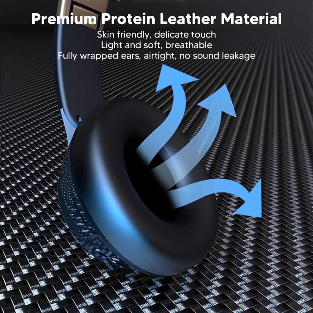 Bluetooth Headphone Noise Cancelling Stereo Deep Bass Foldable Retractable Over Ear Wireless Headset for Sports Travel