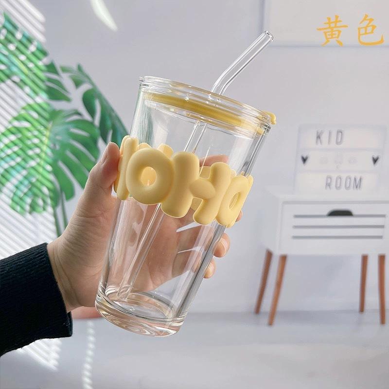 Strohhalm Glasbecher für weibliches Paar Student Wasserbecher isoliert verbrühungsfest Haushalt Kaffeetasse tragbar kreativ hochwertig