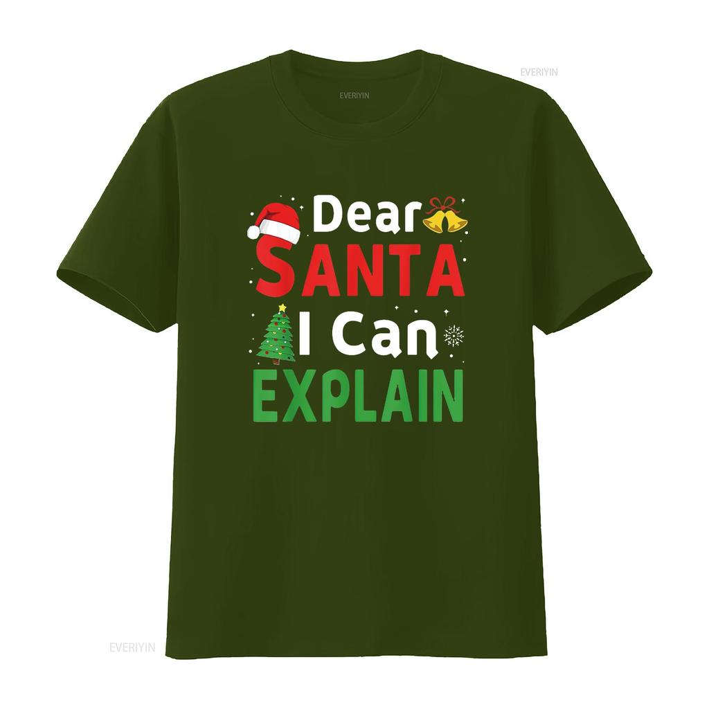 Dear Santa I Can Explain Funny Christmas Kids Xmas T Shirt Black vintage Washed Unisex designer clothes Slightly fashion