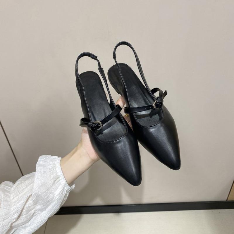 Fashion 2025 Hot Sale Female Shoes Closed Toe Women's Sandals Daily Dress Sandals Women Pointed Toe Slip On Buckle Low Heel Ladies Shoes