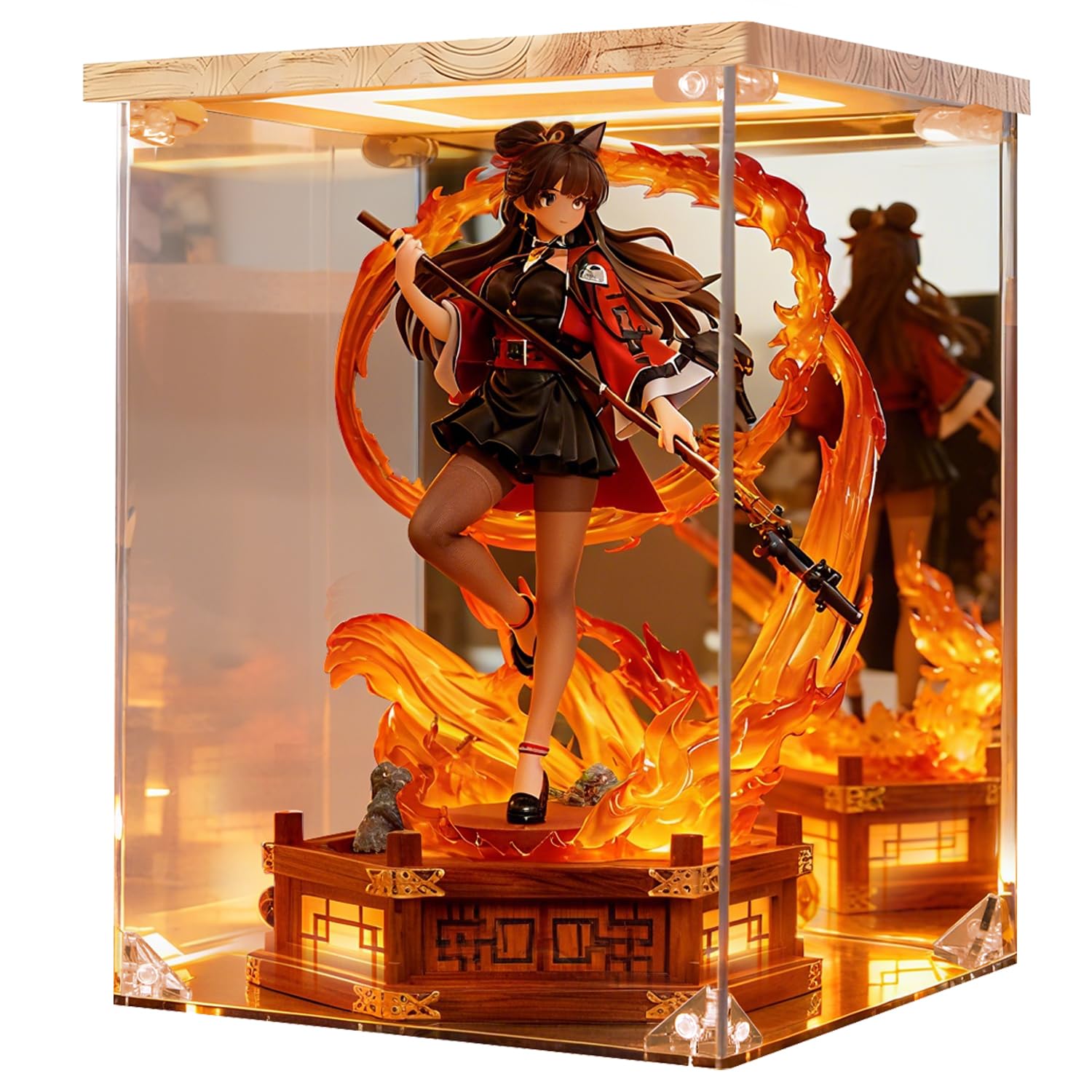 

KrystaCase Figure Case Collection Case LED Figure Box Acrylic Case UV Cut High Transparency Base Mirror Back Mirror Doll Case Stackable Sturdy Stain