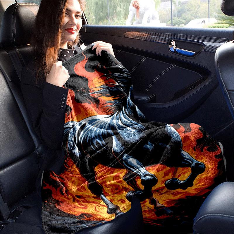 1pc Horse Printing Lightweight Flannel Blanket, Comfortable and Warm Blanket, for Camping Sofa Bed and Couch Office, Gift