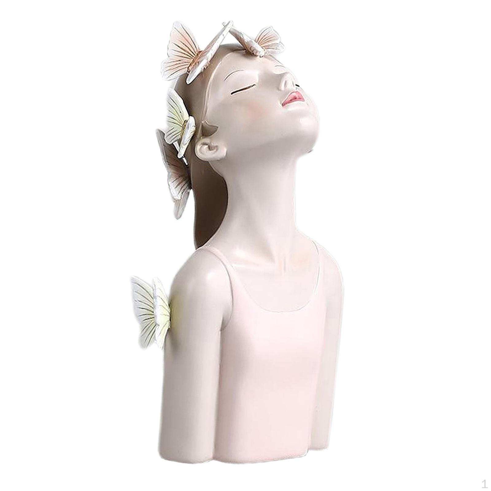 

Butterfly Fairy Figures Girl Figurines Resin Tabletop Statues Creative Characters with Metal / Pink 14x11.5x27cm
