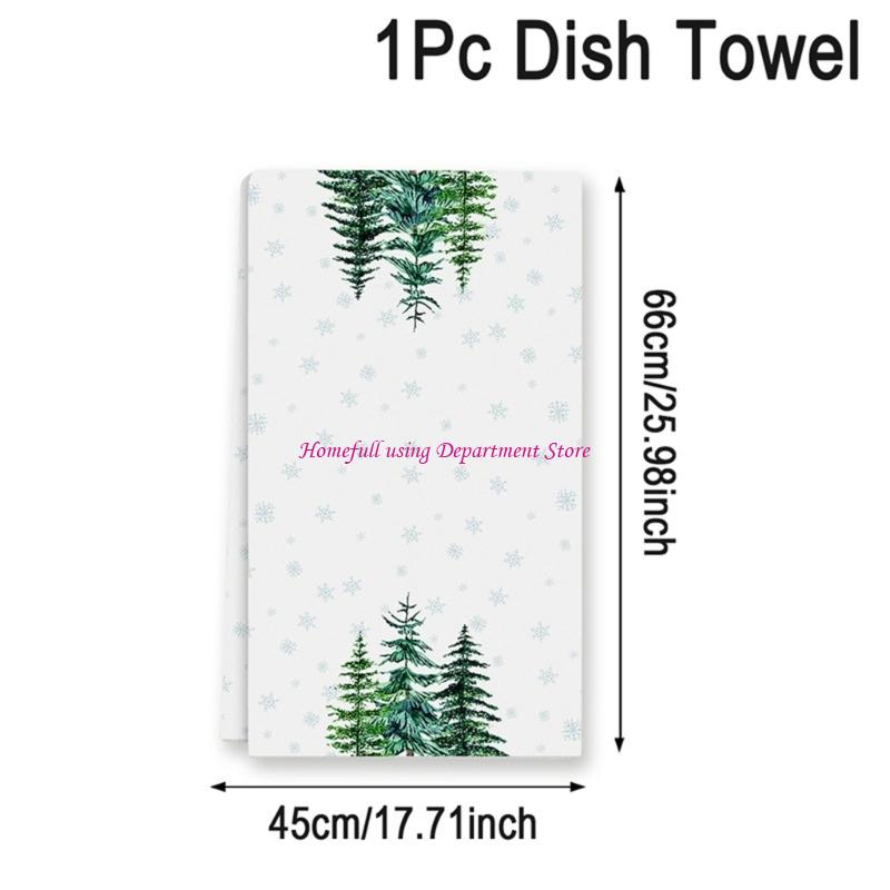 Christmas Dish Cloth Soft Absorbent Polyester Kitchen Towel With Festival Holiday Designs