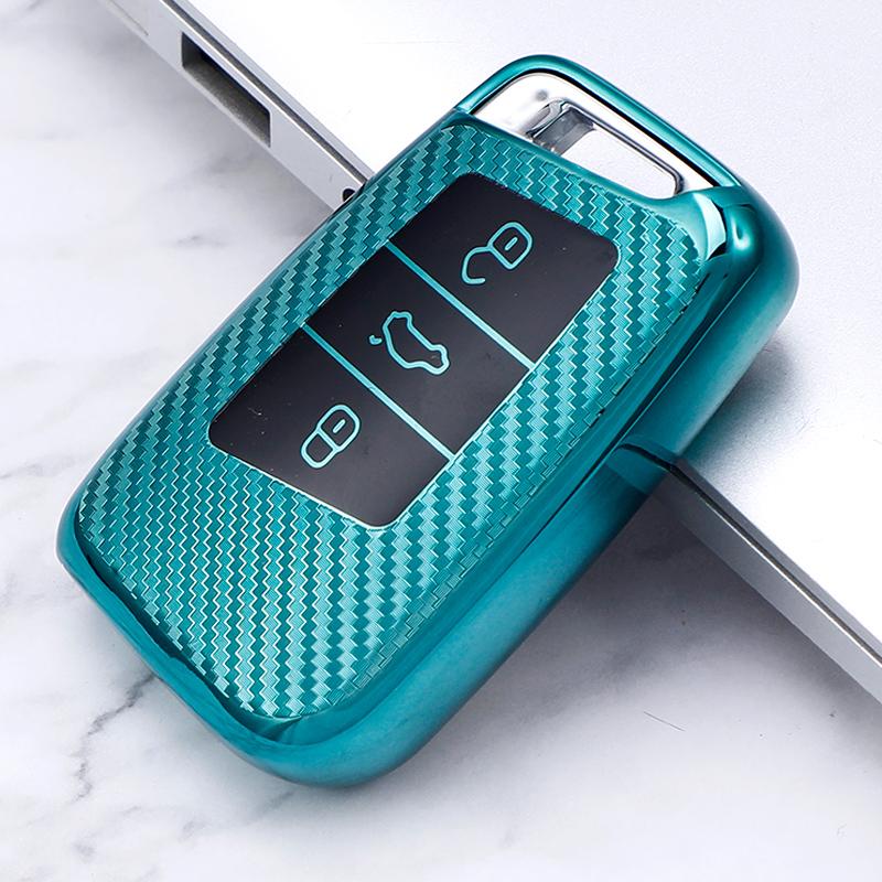 Carbon Fiber TPU Car Key Cover Case Shell for Volkswagen VW Tiguan MK2 Magotan Passat B8 CC 2017 2018 for Skoda Superb A7