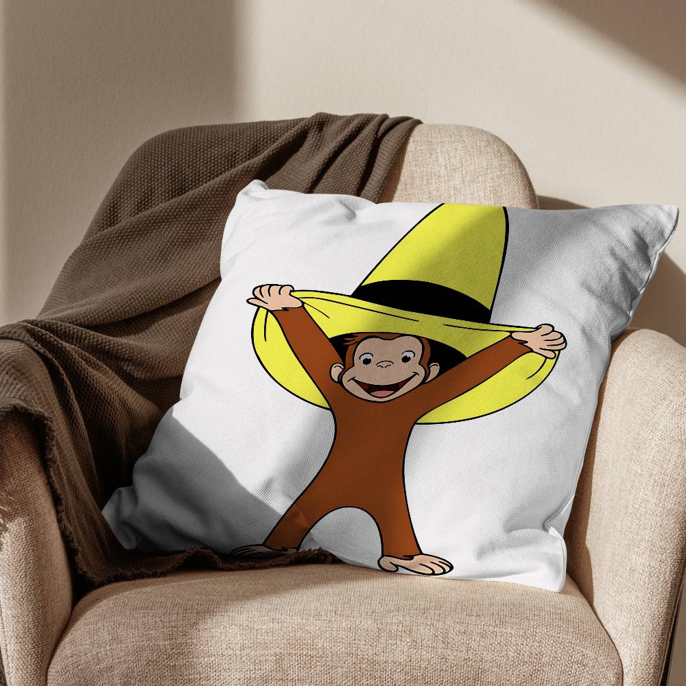zoo Curious cute George Pillow Case Square DoubleSided Printing Short Plush Sofa Cushion Cover Bedroom Bedside Pillow