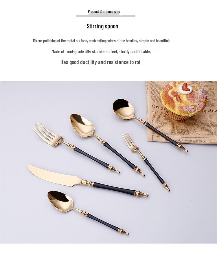 304 Stainless Steel Western Cutlery Set: Knife, Fork, Spoon, Coffee Spoon, Roman Column Design, European Style, 4-Piece