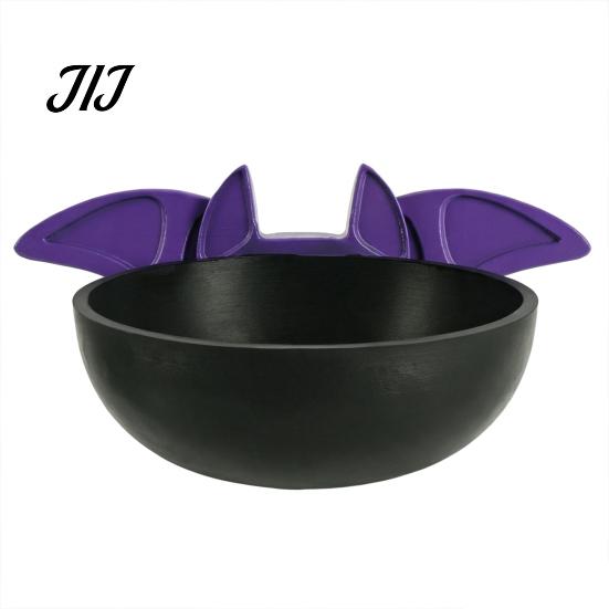 Trick or Treat Bowl Halloween Candy Bowl, Black Bat Shaped Ceramic Dish, Large Resin Serving Tray for Snacks And Treats, Tabletop Display Home Indoor