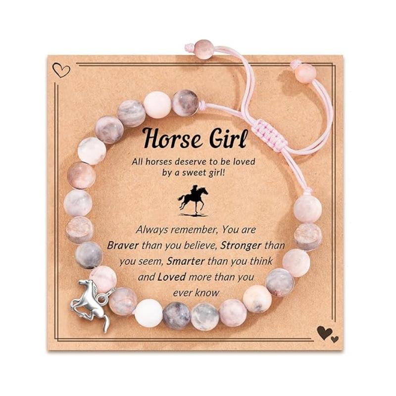 

JYL TS Bracelet Horse Pendant Soft Clay Adjustable Enhances Freedom & Fortune 5 французские бежевого