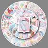 52 Blue Pink Ins Style Graffiti Stickers Personalized Korean Small Fresh Guka Decorative Laptop Mobile Phone Case Stickers