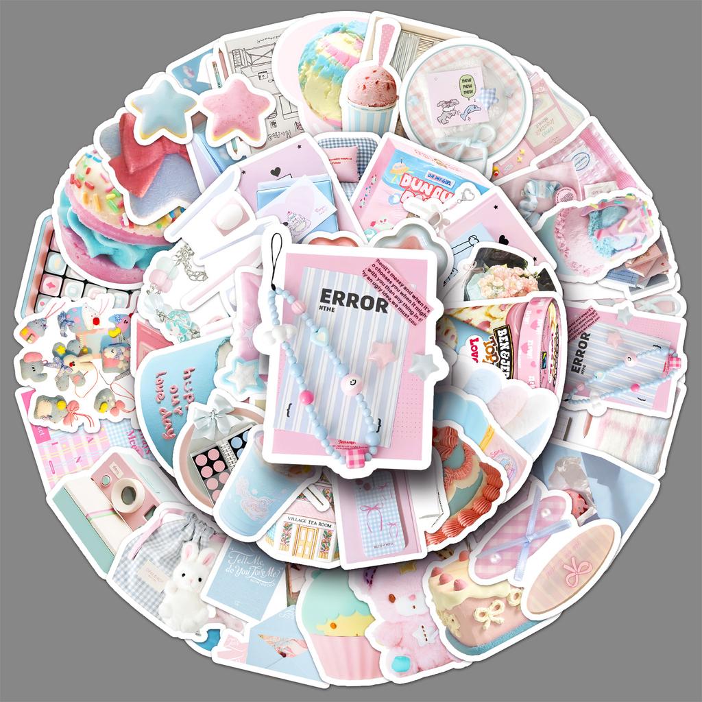 52 Blue Pink Ins Style Graffiti Stickers Personalized Korean Small Fresh Guka Decorative Laptop Mobile Phone Case Stickers