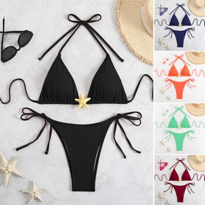 Women's Bikini Set Halter String Side Tie Two-Piece Swimsuit with Starfish Decor Sexy Triangle Bathing Suits for Beach Vacation Hot Spring Pool