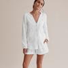 Summer Double Layer Gauze Long Sleeved Shorts Fashionable White Women's Casual Suit