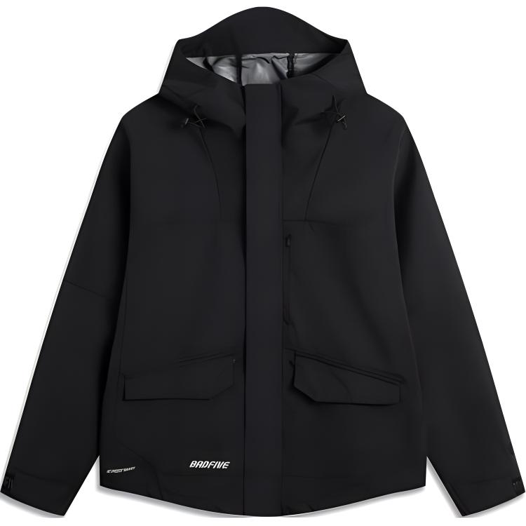 Li-Ning Men s BADFIVE Water-Repellent Loose Hooded Windbreaker Black AFDU493-1 M