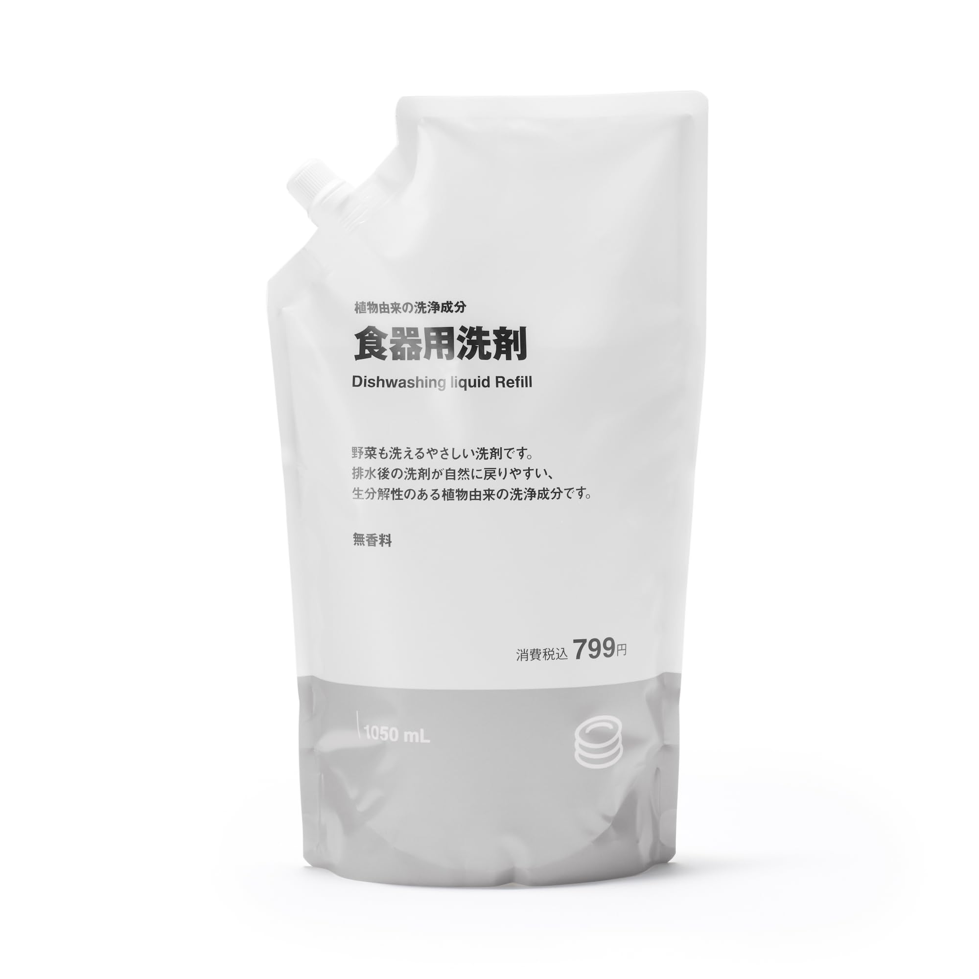 MUJI Жидкое средство для мытья посуды, сменный блок 1050 мл 84851773 На растительной основе