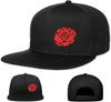 Red Rose Graphic Black Snapback Hat Polyester Adjustable Flat Bill Baseball Cap for Adults