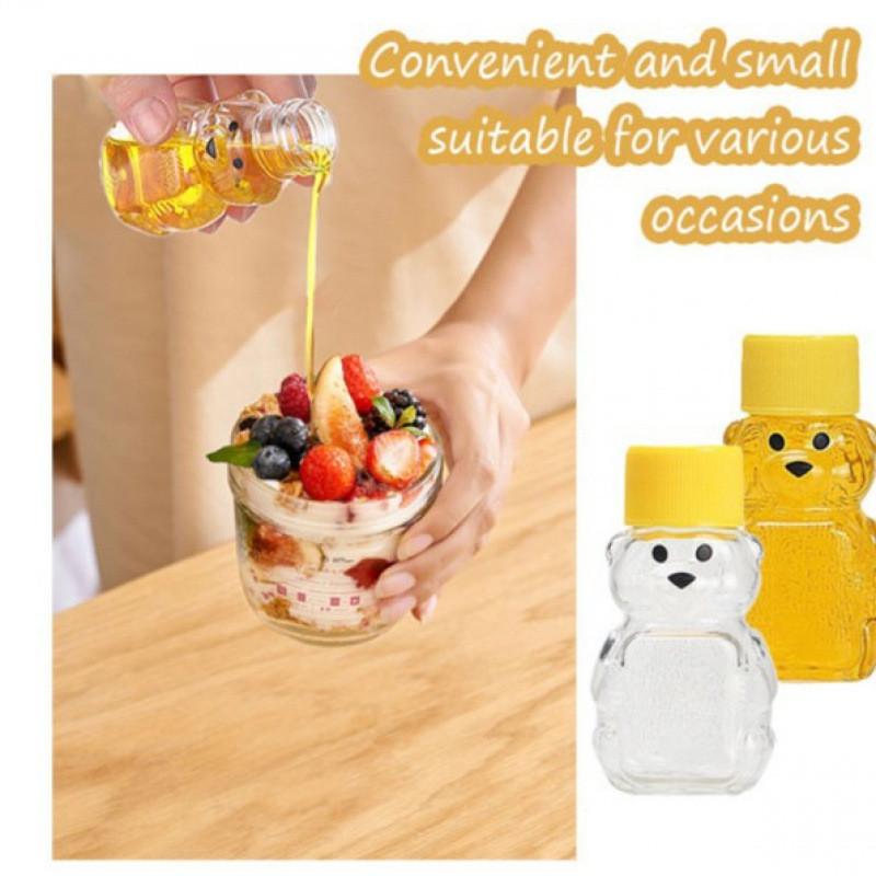 1/4Pcs Mini Bear Sauce Bottles Small Condiment Containers Portable Squeeze Bottle For Picnic Travel Kitchen Supplies Soy Sauce