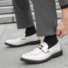 Fashion Italian Classic White Flat Shoes Soft Soled Lightweight Men's Business Casual Loafers Versatile Men's Groom Wedding Shoes