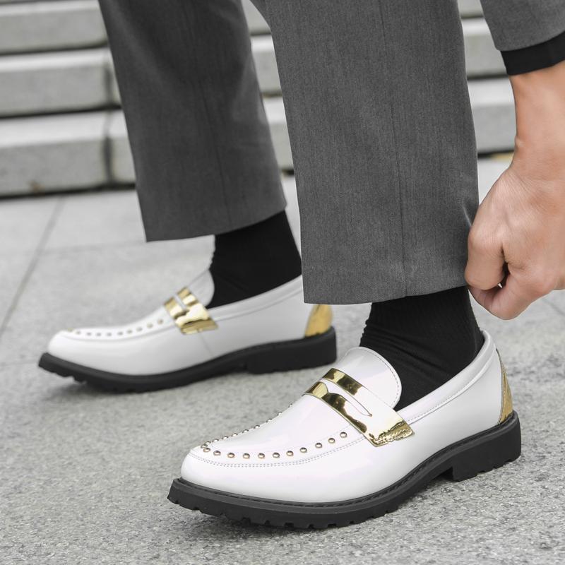 Fashion Italian Classic White Flat Shoes Soft Soled Lightweight Men's Business Casual Loafers Versatile Men's Groom Wedding Shoes