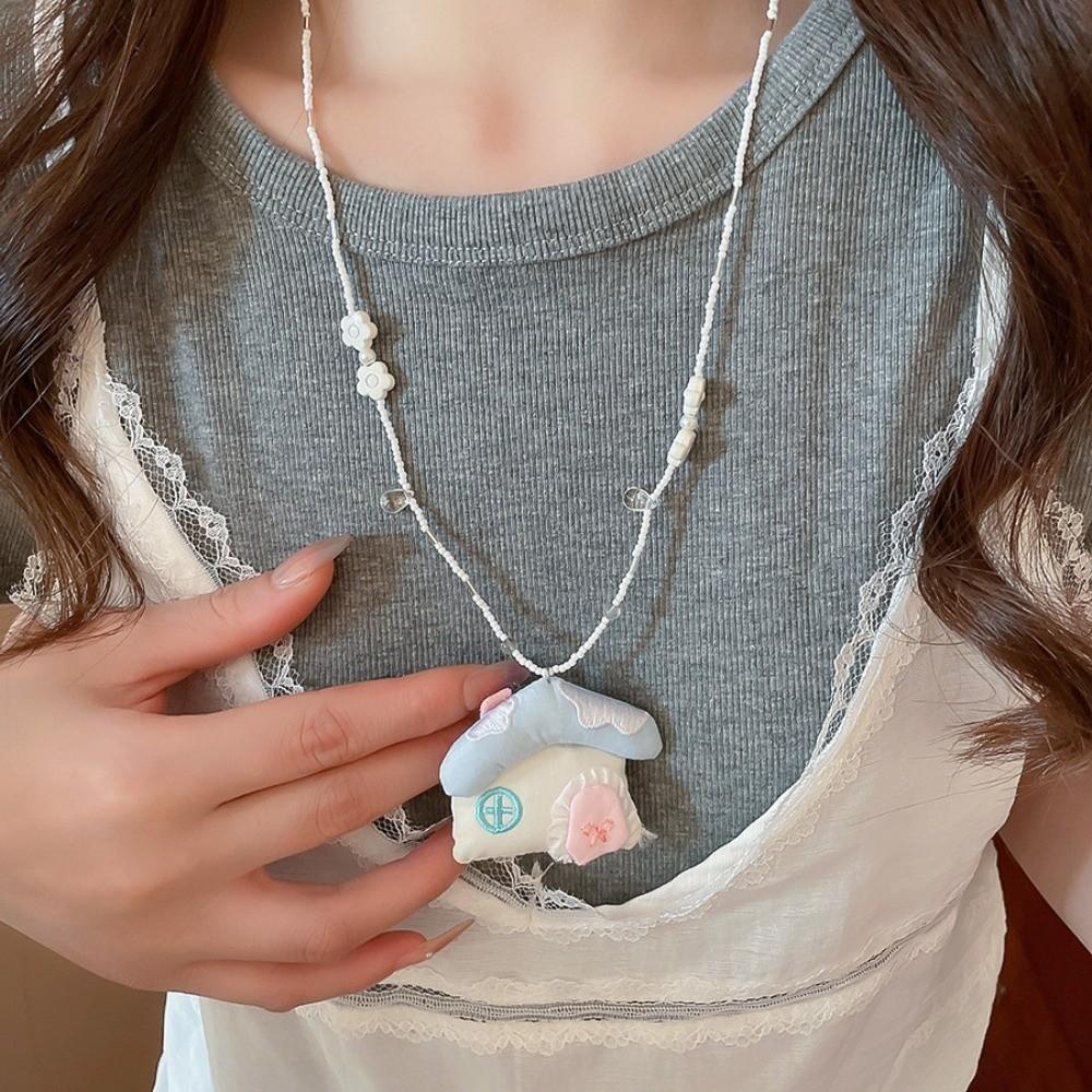 Flower Korean Beaded Necklace Jewelry Clavicle Necklace Pink Blue Bohemian Choker  Women