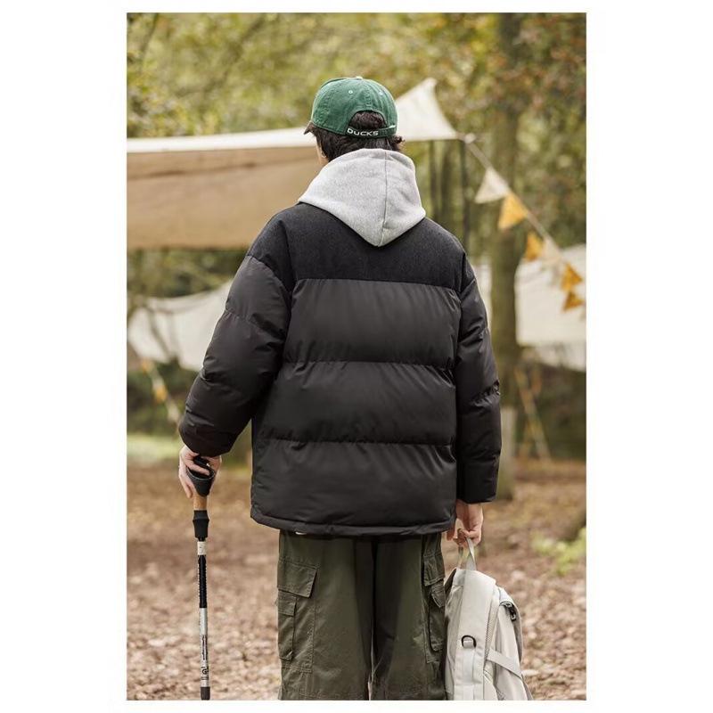 Winter Stand Collar Puffer Jacket: Double Color, Thick Cotton, Unisex XL