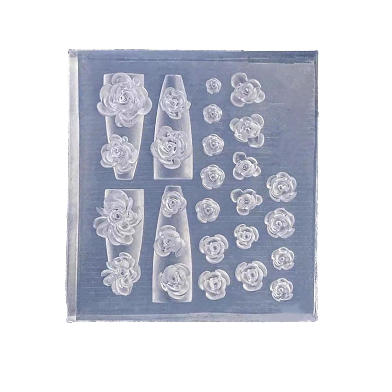 

Прочная форма для тиснения ногтей, силиконовая форма в виде 3D-роз для творческого литья из смолы и проектов по декорированию ногтей T2