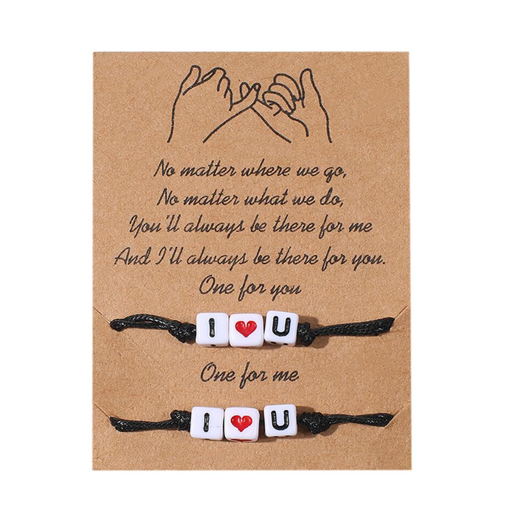 2pcs/set Charm Couple Friendship Bracelet Love Heart Daisy Volcanic Stone Bead Bangles Bracelet For Women Men Lucky Wish Jewelry