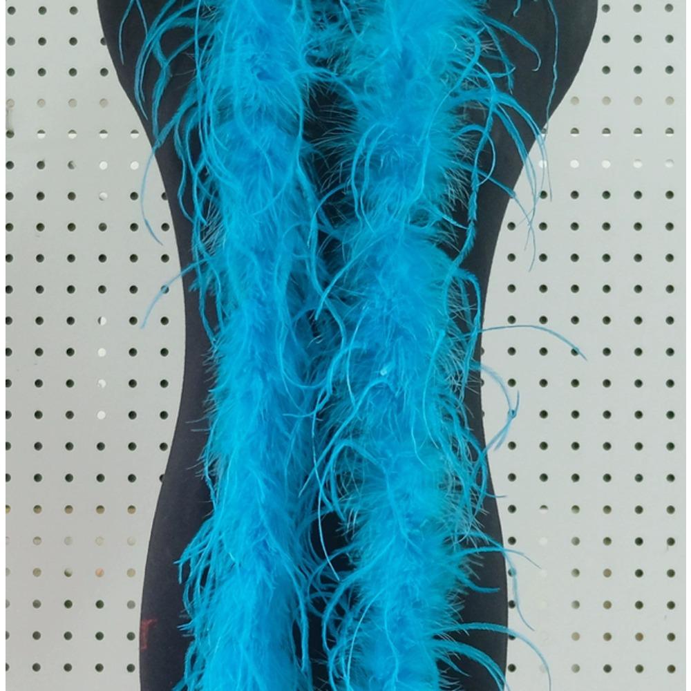 Blue 1PLY Natural Ostrich Feather Boa Fluffy Plume Ribbon Shawl DIY Sewing Trim for Wedding Christmas Party Dress Costume Accessories