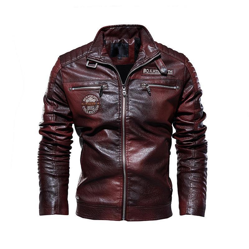 Men's 2020 PU Leather Motorcycle Jacket with Modern Tough Guy Style and Velvet Lining
