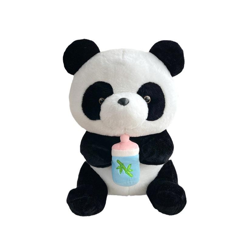 Plush Toy Giant Panda Holding Bottle Panda Doll Doll Children'S Birthday Temple Fair Gift