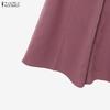 ZANZEA Women Short Sleeve Blouse and Wide Leg Pants Casual Two Piece Suit Sets
