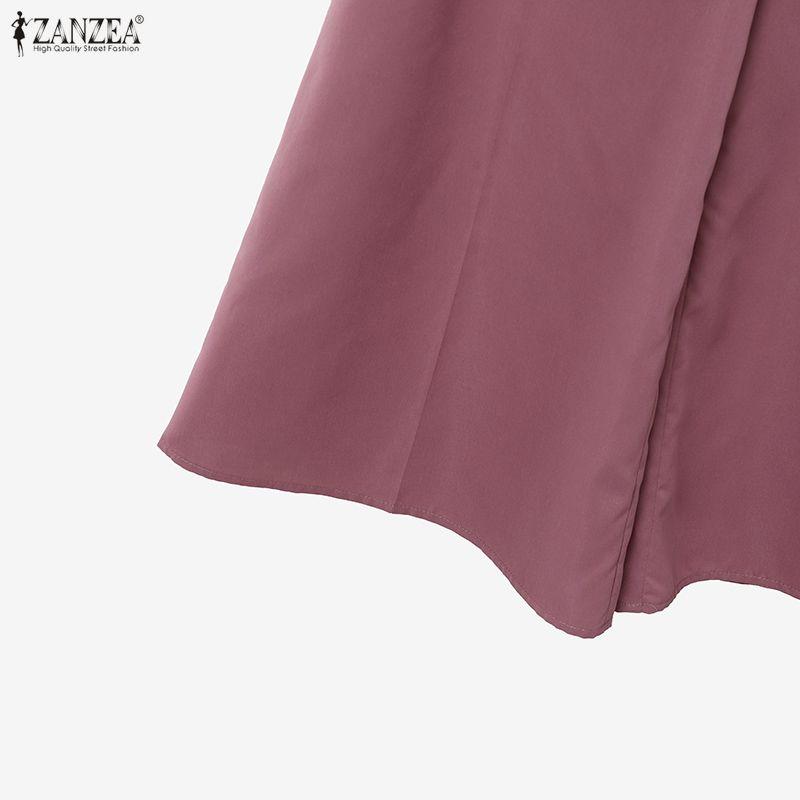 ZANZEA Women Short Sleeve Blouse and Wide Leg Pants Casual Two Piece Suit Sets