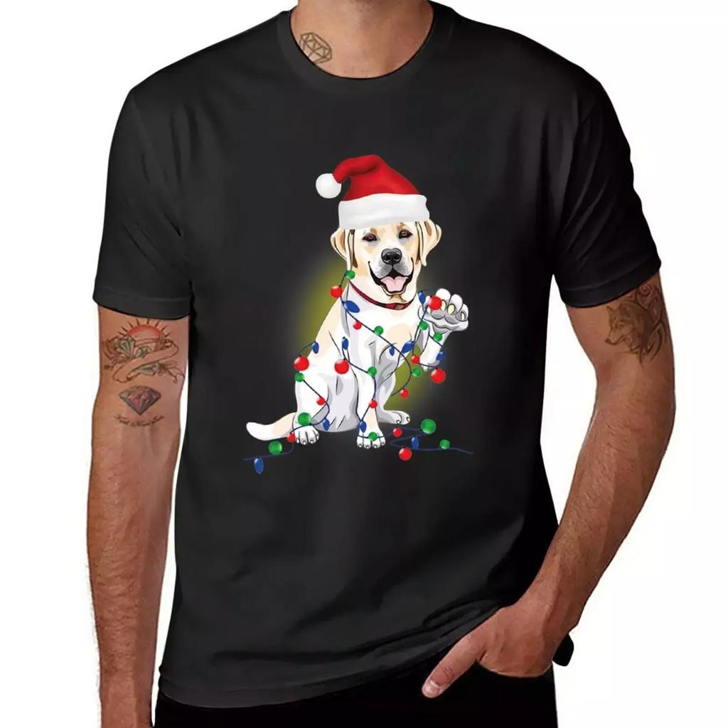 labrador Christmas Lights With Santa Hat Gift T-Shirt summer clothes shirts graphic tees mens t shirts pack