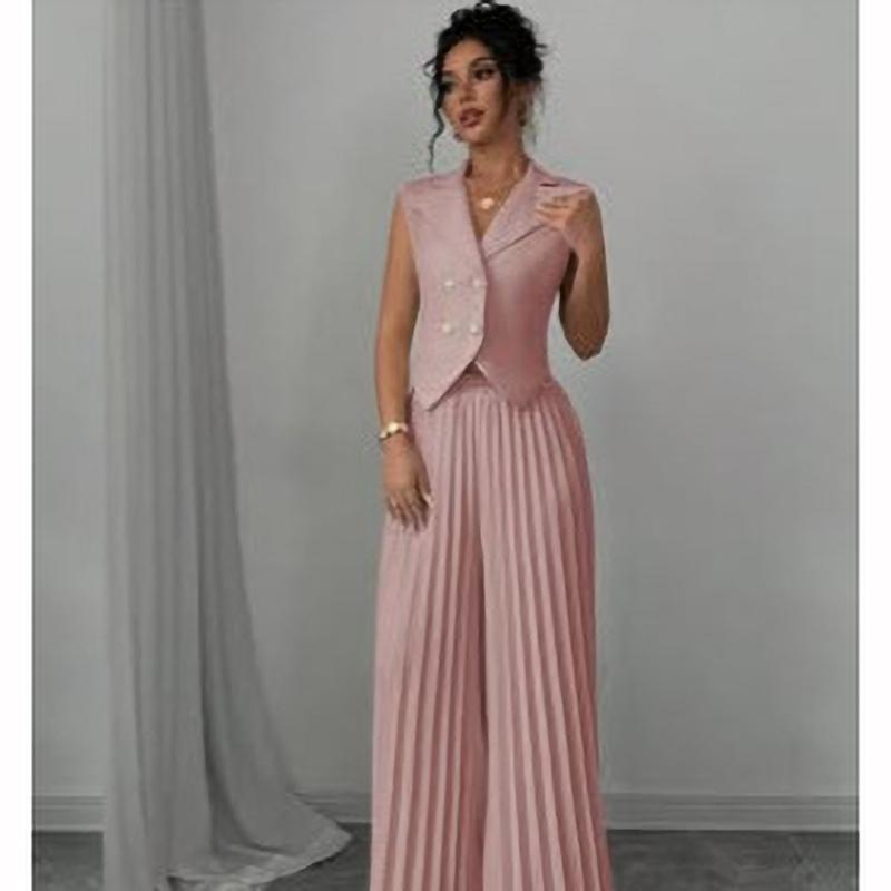 Módní vesta Vesta Plisovaná sukně Kalhotový kostým Dámské oblečení