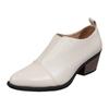 Klobiger Absatz Spitze Zehen Damen Schuhe Modisch Einfarbige Leder Schlupf Klassische Stiefeletten Lederstiefel Damen Absatz
