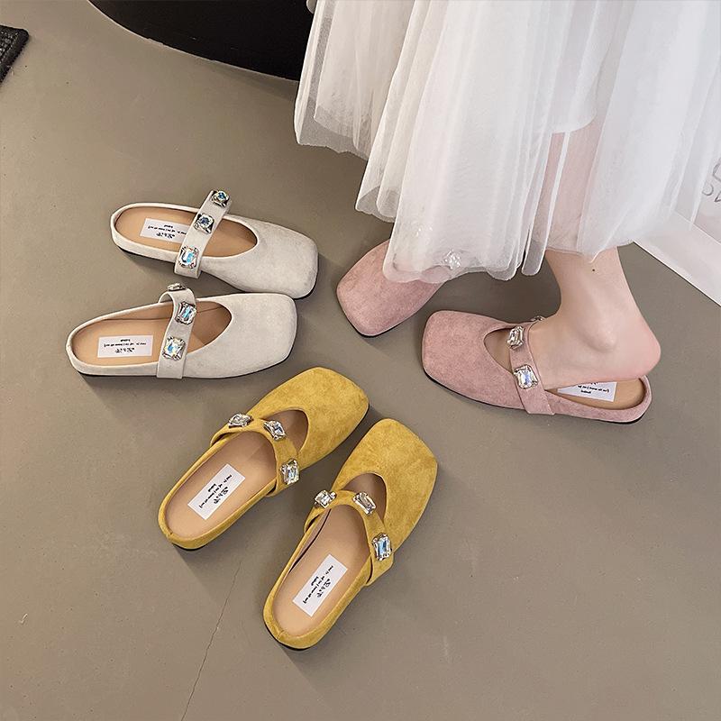 French Comfortable Wear Summer Breathable Flat Thick Bottom Height Increasing Slippers Mule Shoes -Chic and Versatile Women's Home Outdoor Sandals