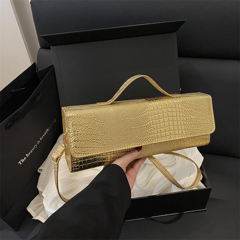 

Летняя новая персонализированная текстурная сумка для通勤, темпераментный нишевый дизайн, на плечо, под мышку, сумка-мессенджер золотой