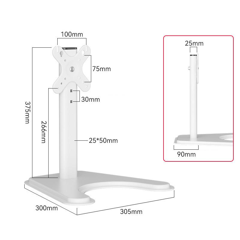 

Computer Monitor Desk Stand Arm Pc Screen Holder 17~32 Inch Large Base Stable Adjustable Height Mounts Lcd Led With Bracket белый