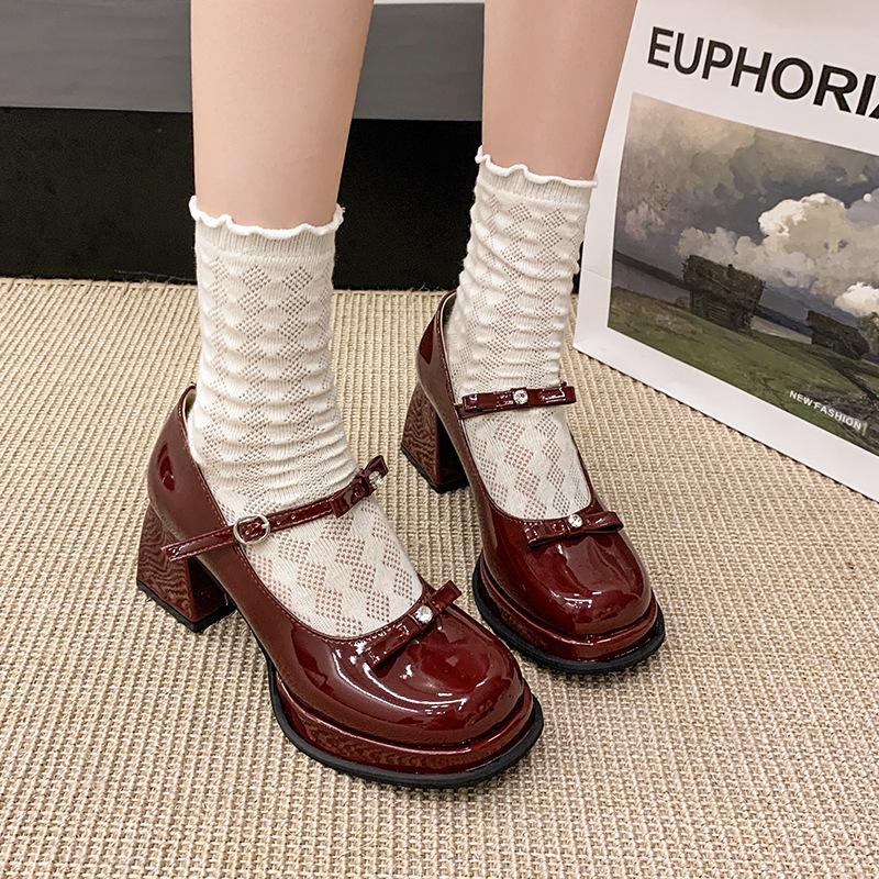 French Mary Jane Shoes Women's 2025 Summer New Super High Heel Retro Jk Small Leather Shoes Patent Leather Thick Heel Versatile Single Shoes