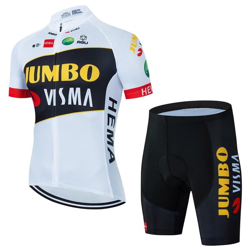 Jumbo Visma Cycling Jersey Set Short Sleeve Mens Breathable Quick Dry Mountain Road Bike Apparel