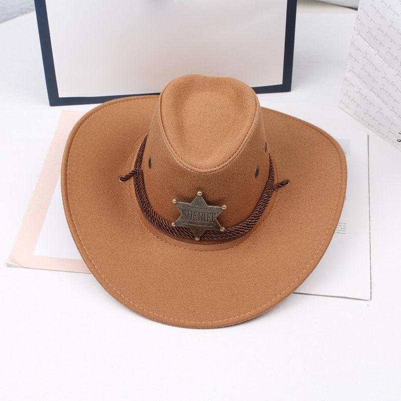 INS Unisex Moterys Vyrai Imitacija Zomša šešiakampė žvaigždė Šerifas plataus krašto apsauginis kremas nuo saulės Kepurėlė Beach Cowboy Cowgirl Vakarų kepurė