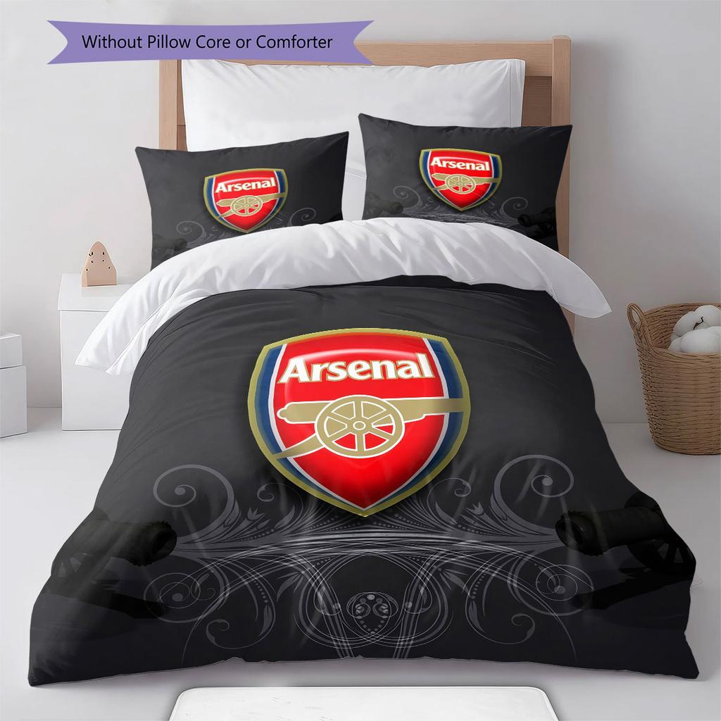 Arsenal F Pattern Bedding,Quilt Set Quilt Cover Pillowcase Home Birthday Gift(1 * Duvet Cover + 2 * Pillowcase, Without Core)