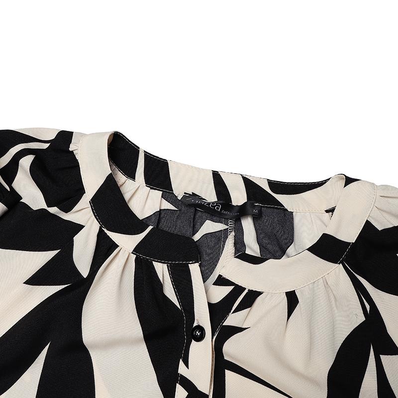 ZANZEA Women Boho Print Loose Casual Round Neck 3/4 Sleeve Long Dress
